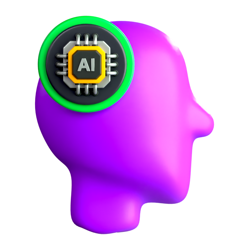 AI Head 3D Icon 3D Graphic