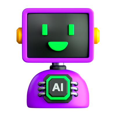 AI-Monitor-Kopf 3D-Symbol 3D Graphic