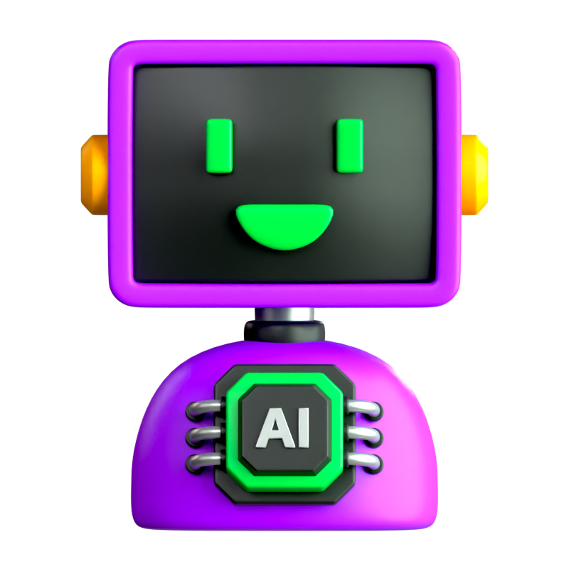 AI-Monitor-Kopf 3D-Symbol 3D Graphic