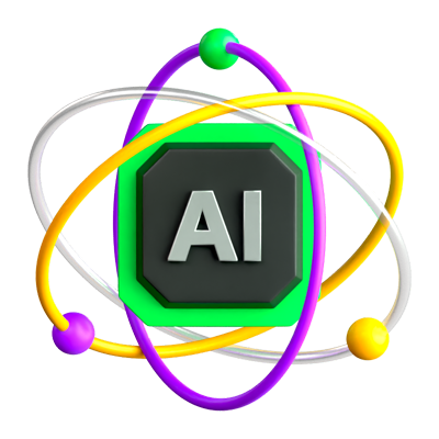 AI Atom 3D Icon 3D Graphic