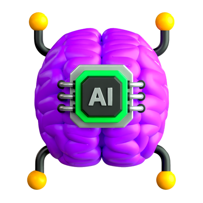 AI Brain 3D Icon 3D Graphic