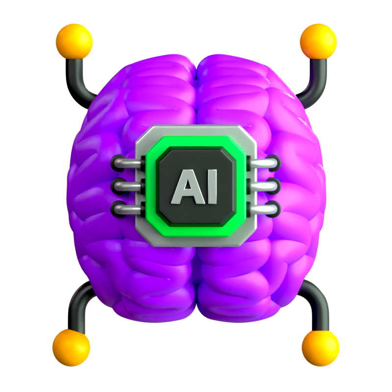 AI Brain 3D Icon 3D Graphic