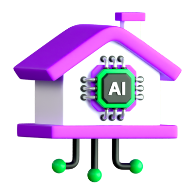 AI House 3D Icon 3D Graphic