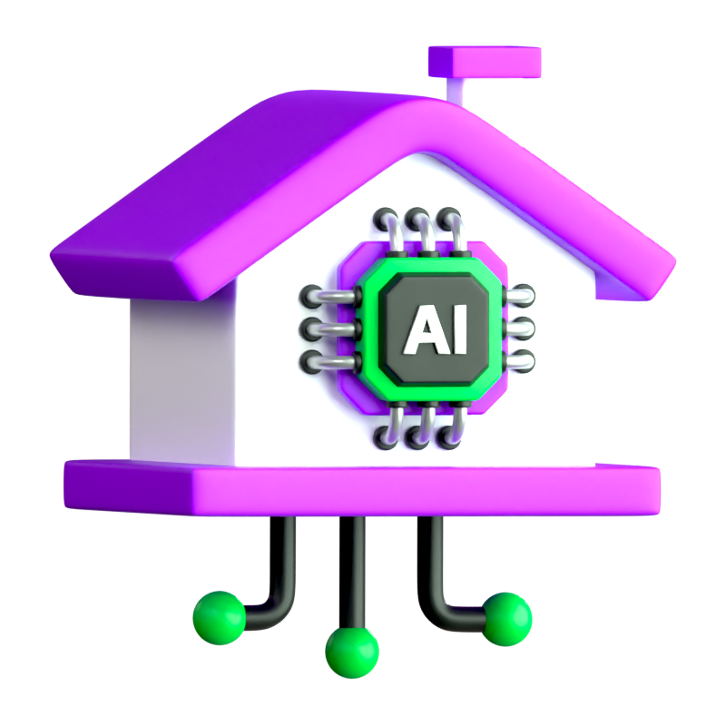 AI House 3D Icon 3D Graphic