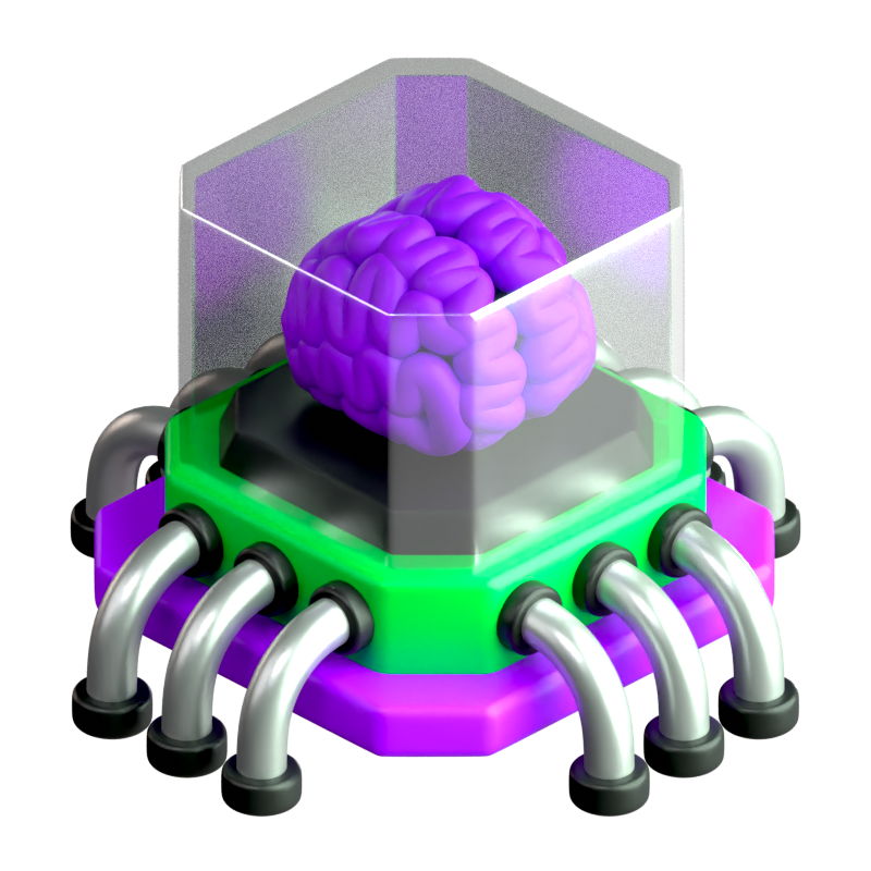 AI-Gehirn-Prozessor 3D-Symbol 3D Graphic