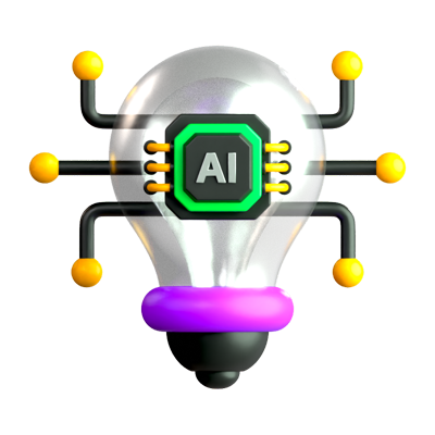 Ícone 3D de inovação em IA 3D Graphic