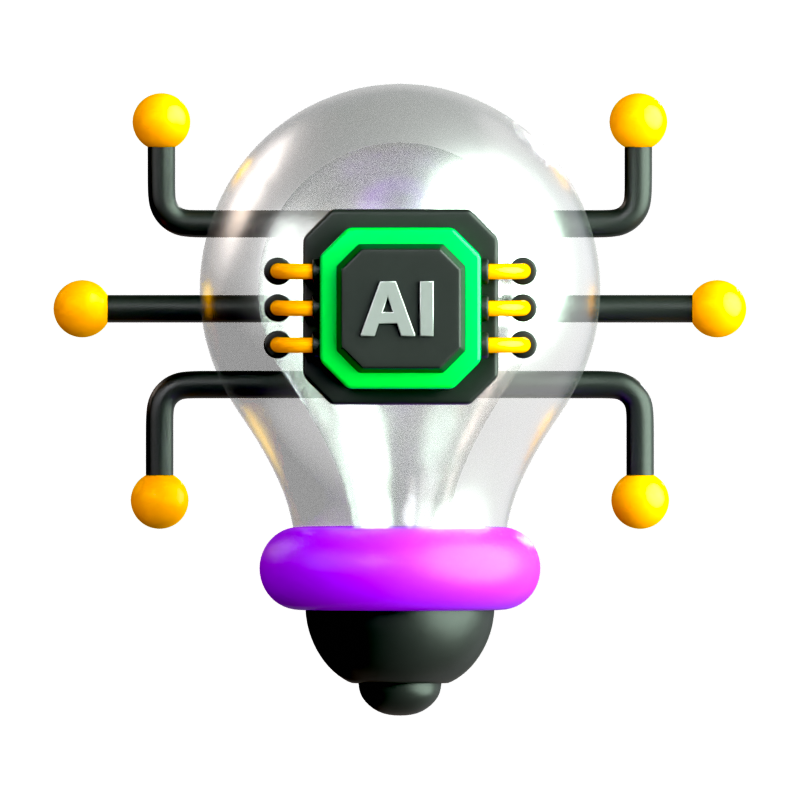 Ícone 3D de inovação em IA 3D Graphic