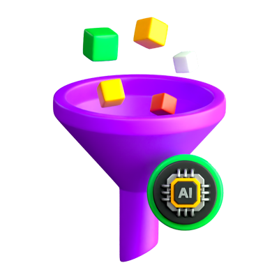 AI Data Filter 3D Icon 3D Graphic