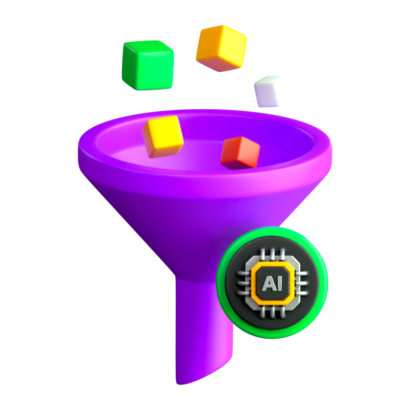 AI Data Filter 3D Icon 3D Graphic