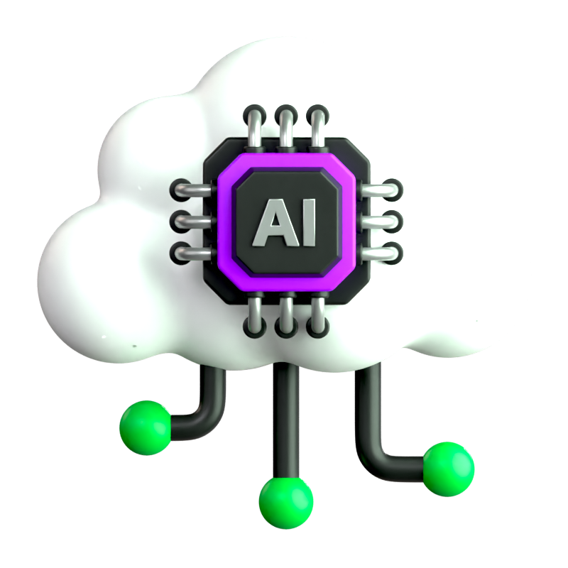 AI Wolke 3D-Symbol 3D Graphic