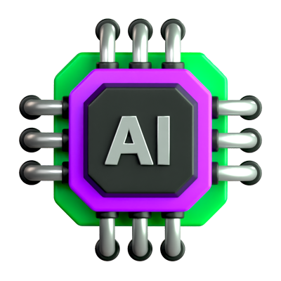 AI-Prozessor 3D-Symbol 3D Graphic