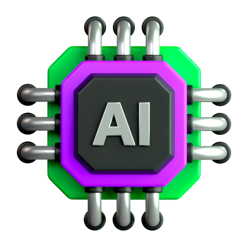 AI-Prozessor 3D-Symbol 3D Graphic