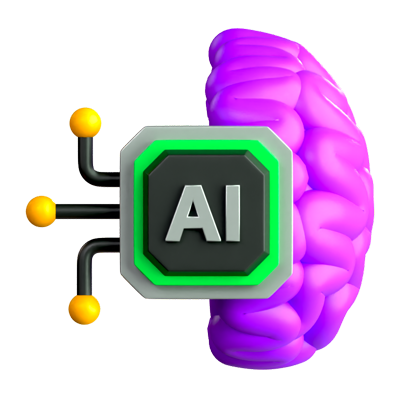 AI Half Brain 3D Icon 3D Graphic