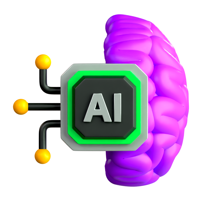 AI Half Brain 3D Icon 3D Graphic