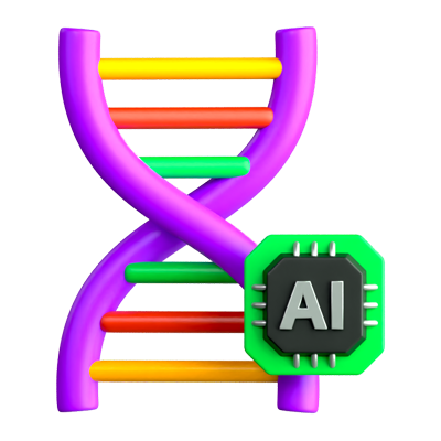 Ícone 3D do DNA da IA 3D Graphic