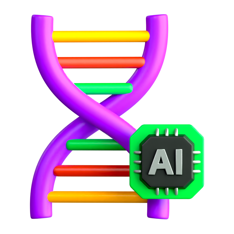 Ícone 3D do DNA da IA