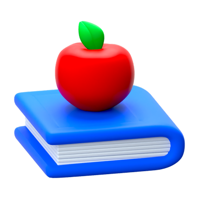 Buch Apfel 3D-Symbol 3D Graphic