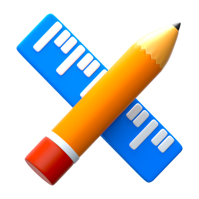 Pencil Ruler 3D Icon 3D Graphic