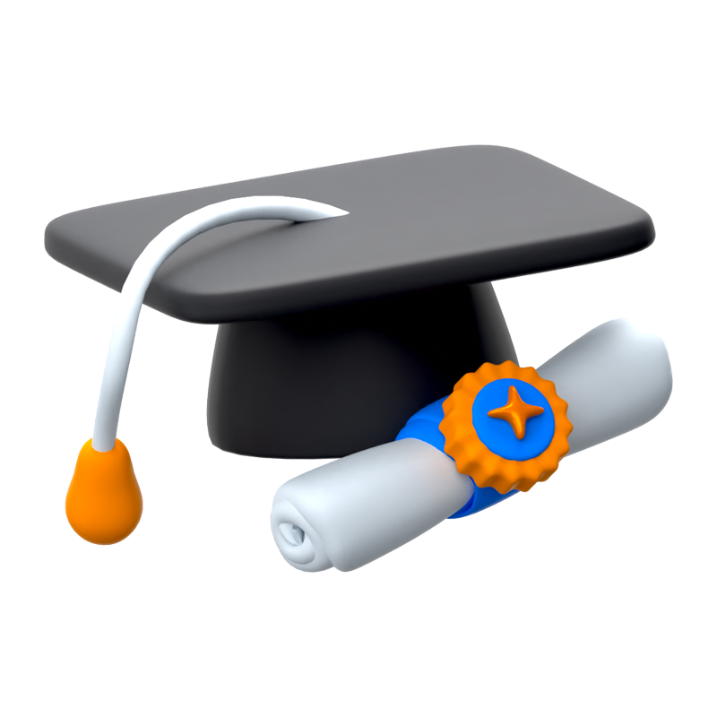 Graduation Hat Certificate 3D Icon