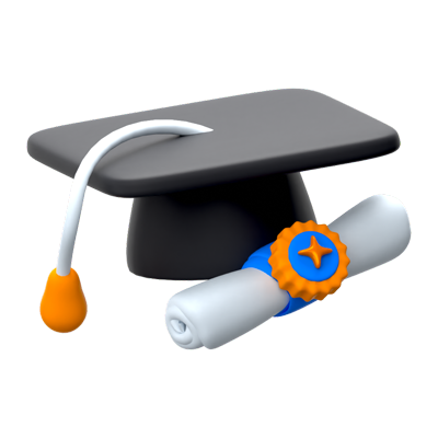 Graduation Hat Certificate 3D Icon 3D Graphic