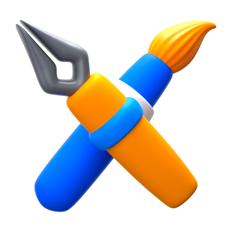 Pen Brush 3D Icon 3D Graphic