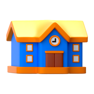 School Building 3D Icon 3D Graphic