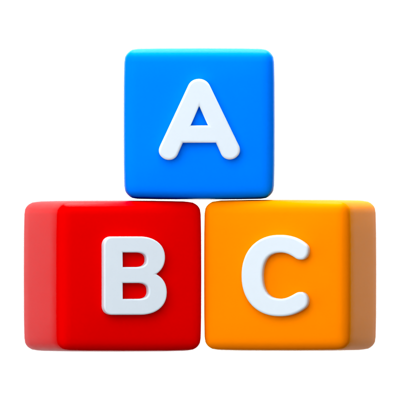 ABC-Würfel 3D-Symbol 3D Graphic