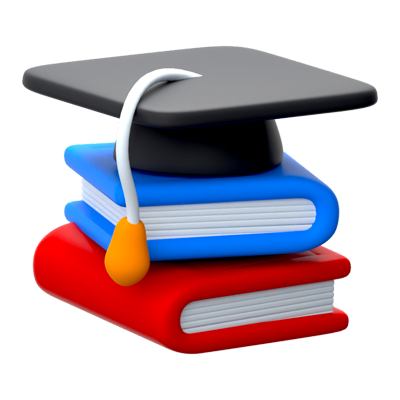 Book Stack Graduation Hat 3D Icon 3D Graphic