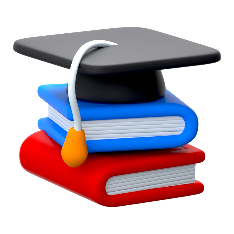 Book Stack Graduation Hat 3D Icon 3D Graphic