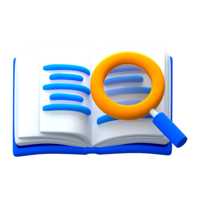 Book With Magnifying Glass 3D Icon 3D Graphic