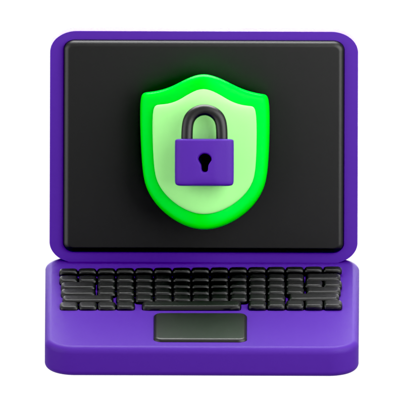 Cyber Laptop Secure 3D Icon 3D Graphic