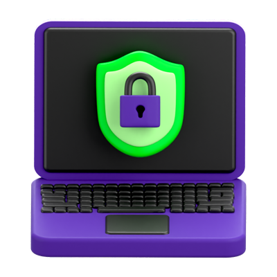 Cyber Laptop Secure 3D Icon 3D Graphic