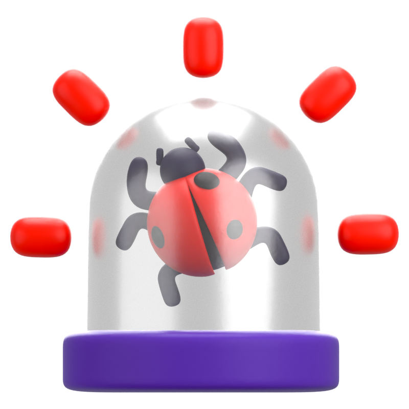 Cyber Bug Alarm 3D Icon 3D Graphic