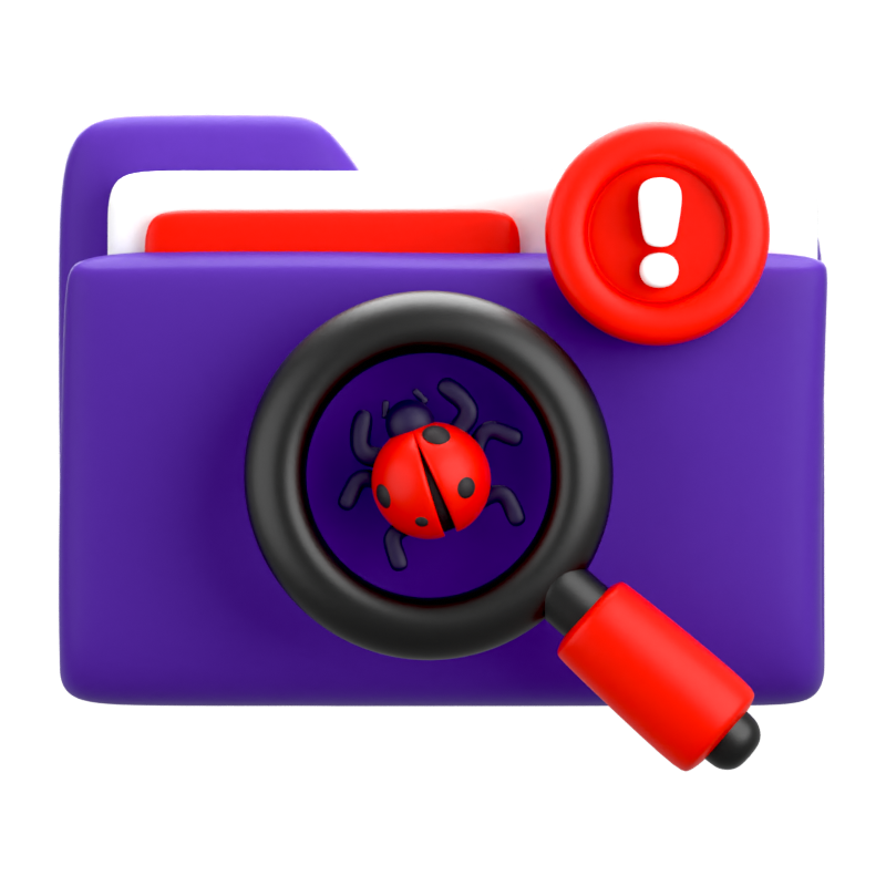 Cyber Folder Bug 3D-Symbol 3D Graphic