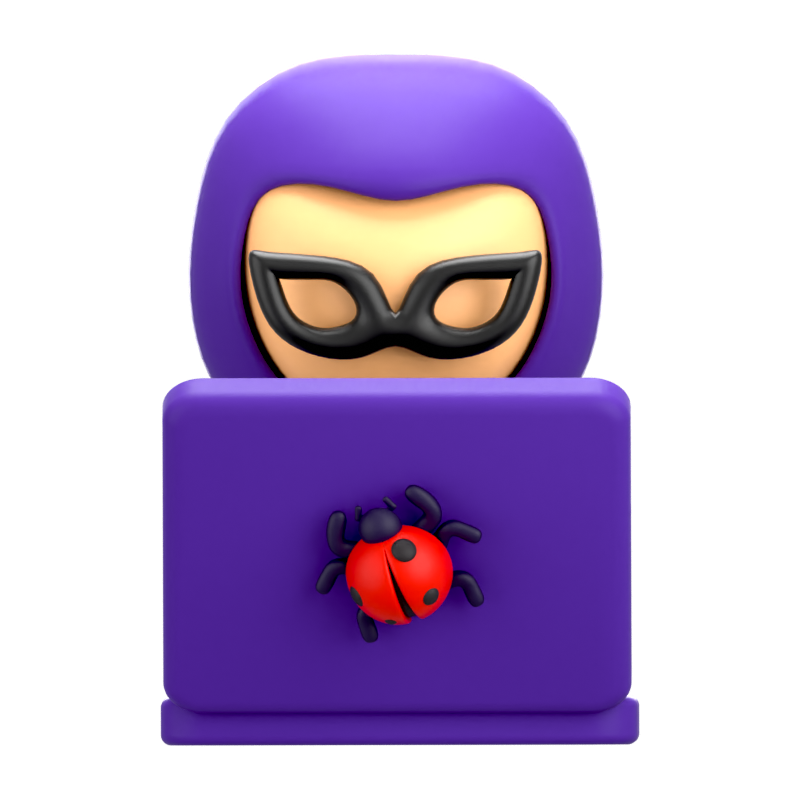 Cyber Hacker Laptop 3D Icon 3D Graphic