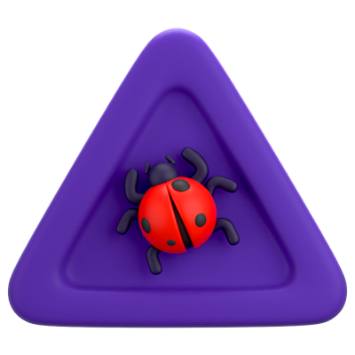 Cyber Bug Warning 3D Icon 3D Graphic