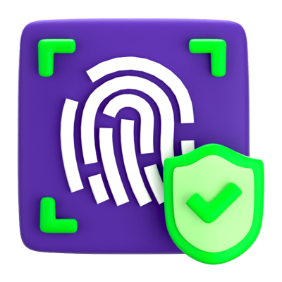 Cyber Fingerprint 3D Icon 3D Graphic