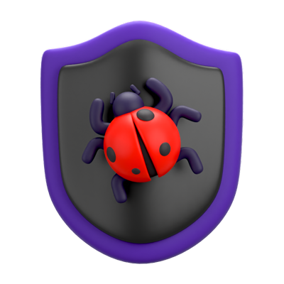 Cyber Bug Shield 3D Icon 3D Graphic