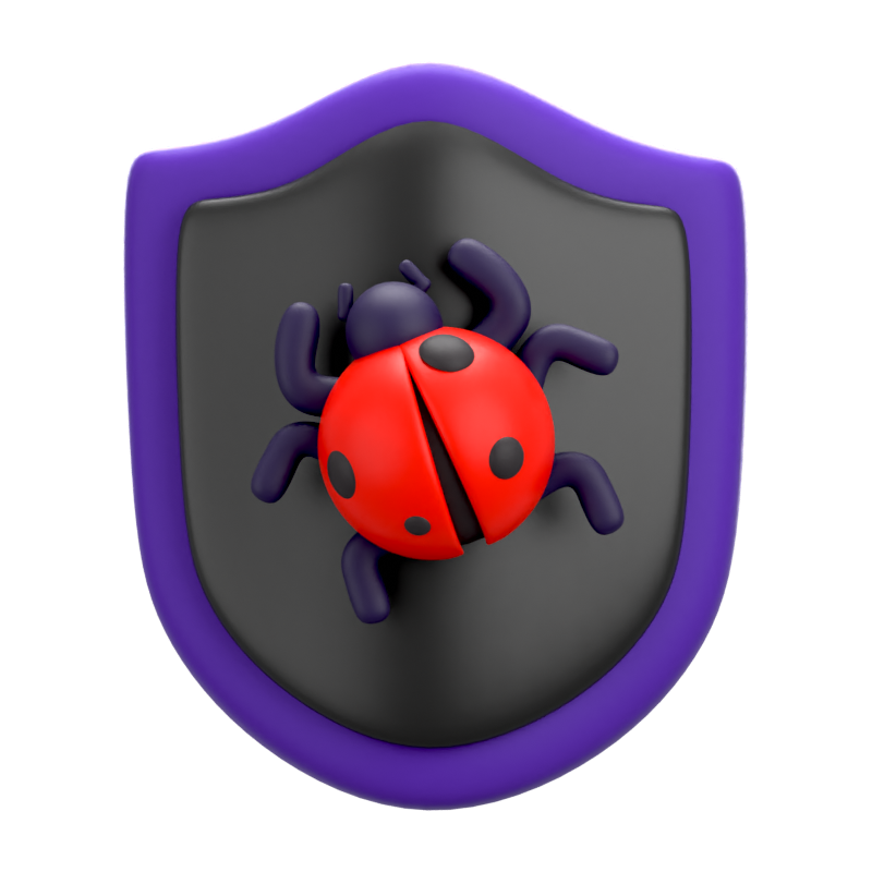 Cyber Bug Shield 3D Icon 3D Graphic