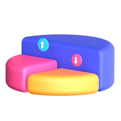 Tortendiagramm mit Pfeil 3D-Symbol 3D Graphic