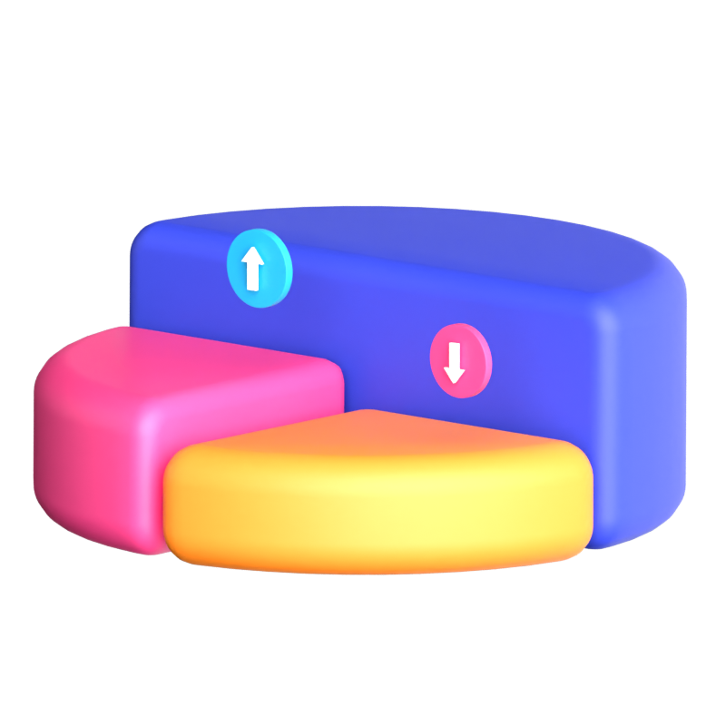 Tortendiagramm mit Pfeil 3D-Symbol