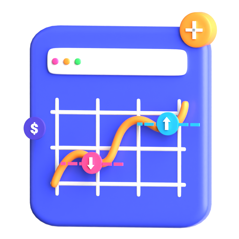 Liniendiagramm 3D-Symbol 3D Graphic