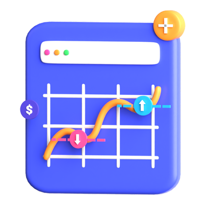 Line Chart 3D Icon 3D Graphic