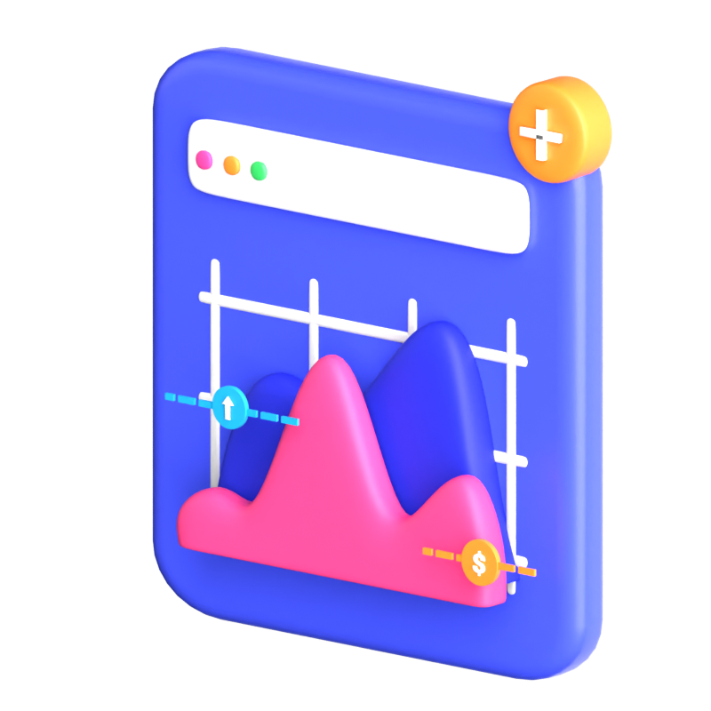 Area Chart 3D Icon 3D Graphic