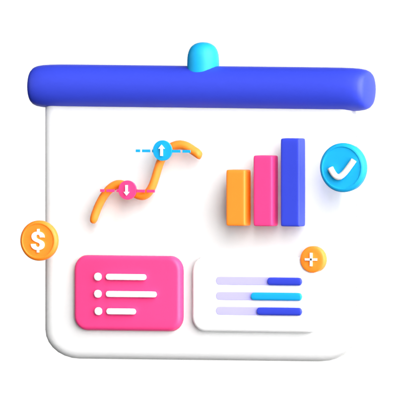 Ícone 3D de apresentação de relatório financeiro 3D Graphic