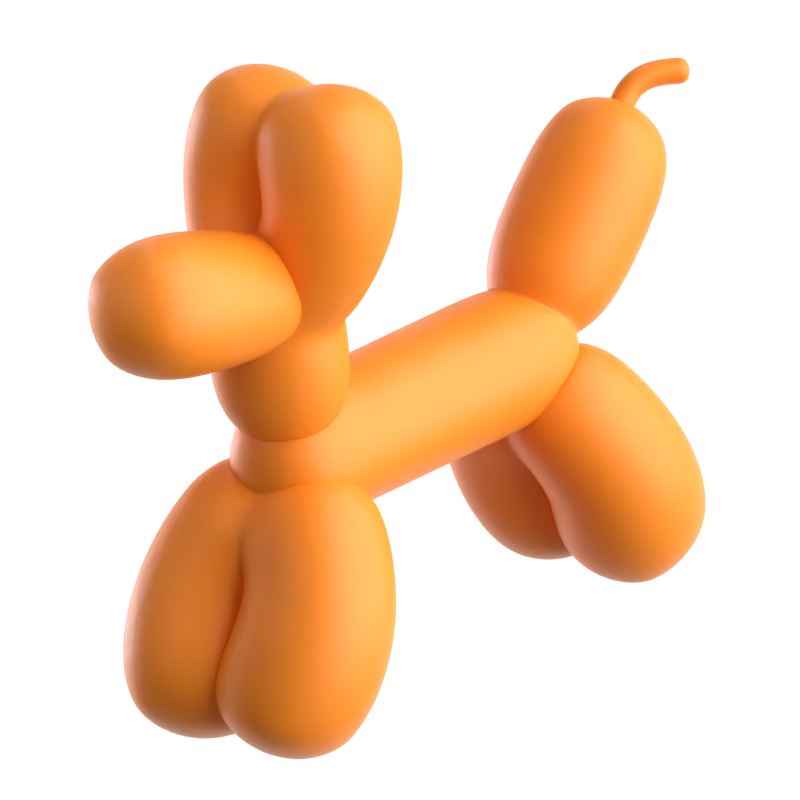 Ballon-Hund 3D-Symbol