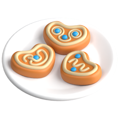 Gingerbread Heart 3D Icon 3D Graphic