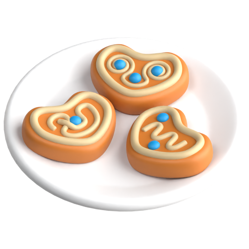 Gingerbread Heart 3D Icon