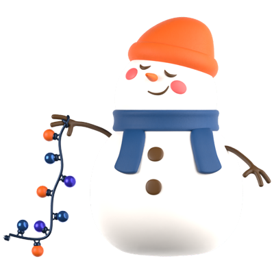 Snowman Holding Christmas Lamp 3D Icon 3D Graphic