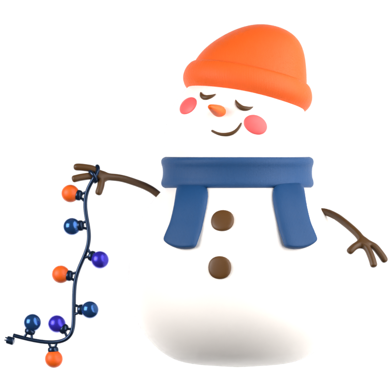 Snowman Holding Christmas Lamp 3D Icon 3D Graphic